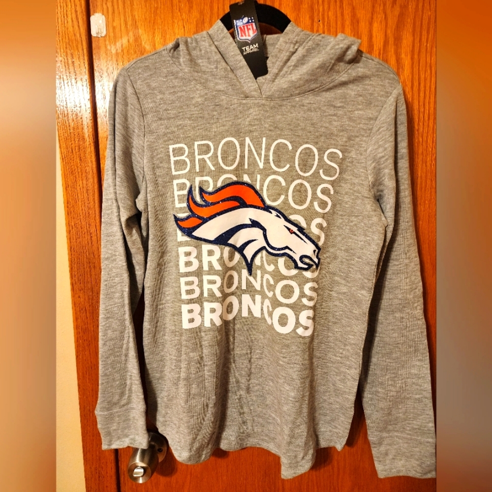 NFL Team Apparel Teen Girls Youth Denver Broncos Bling light hoodie Size 18 (XL)